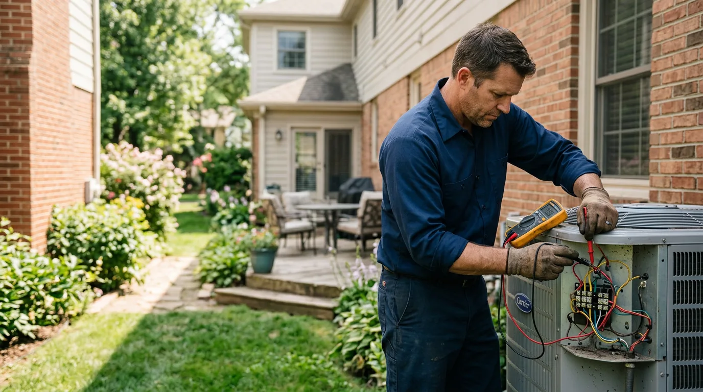 HVAC technician working in a home in Colorado